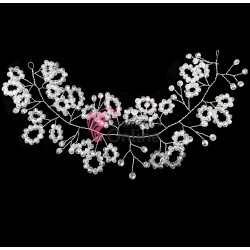 Accesoriu modern pentru decor par WED40D Argintiu cu cristale Hematite de 30cm